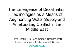 The Emergence of Desalination Technologies as a Means of