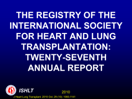 THE REGISTRY OF THE INTERNATIONAL SOCIETY FOR HEART AND