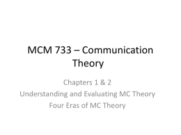 MCM 733 – Communication Theory
