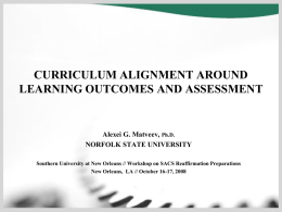 CURRICULUM ALIGNMENT AROUND LEARNING OUTCOMES …
