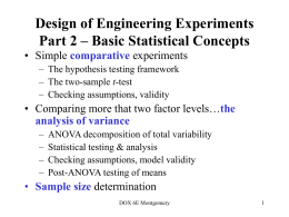 Design of Engineering Experiments Part 2