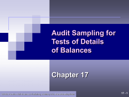 Chapter 17 &ndash; Audit Sampling for Tests of Details of Balances