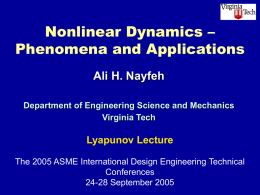 Nonlinear Dynamics-Phenomena and Applications