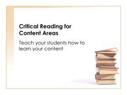 Critical Reading for Content Areas