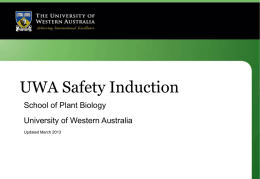 Safety Induction - University of Western Australia