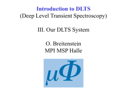 Introduction to DLTS - Max Planck Institute of