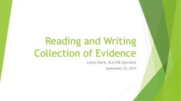 Reading and Writing Collection of Evidence