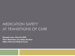 Medication Safety at Transitions of Care