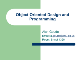 Object Oriented Design and Programming