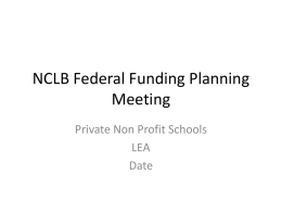 NCLB Federal Funding Planning Meeting