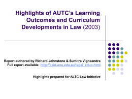 AUTC Learning Outcomes and Curriculum Developments in …