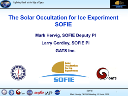 SOFIE Overview and Status