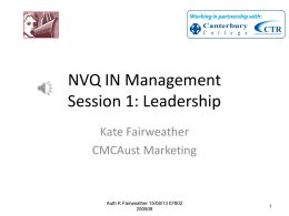 NVQ IN Management Session 1: Leadership
