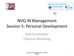 NVQ IN Management Session 5: Personal Development