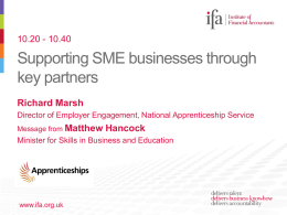 Supporting SME businesses through key partners