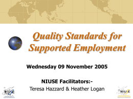 Quality Standards for Supported Employment