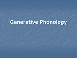 Generative Phonology - Wydział Anglistyki UAM :: AMU