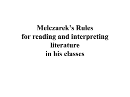 Melczarek’s Rules for reading and interpreting literature