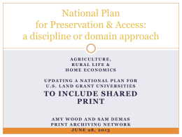 National Plan for Preservation & Access: a discipline or