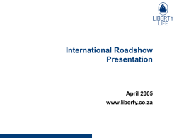 Presentation to Investment Analysts Society of Southern Africa
