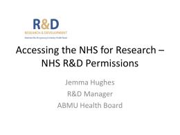 Accessing the NHS for Research – NHS R&D Permissions