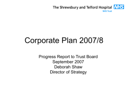 Corporate Plan 2007/8 - Welcome