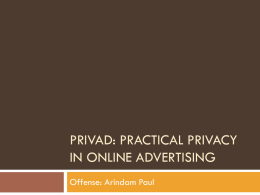 PRIVAD: Practical Privacy in ONLINE ADVERTISING