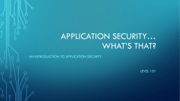 Application Security… What’s that?