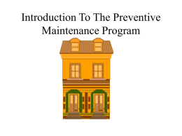 Introduction To The Preventive Maintenance Program