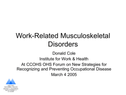 Burden of WMSDs - CCOHS: Occupational Health and Safety Forum