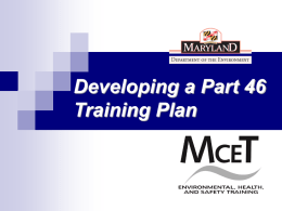 Developing a Part 46 Training Plan - MCET