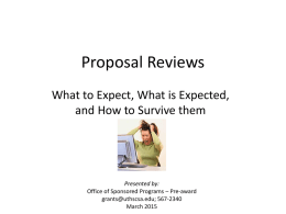 Proposal Reviews - UTHSCSA - Office of the Vice President