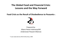 The Global Food and Financial Crisis: Lessons and the Way