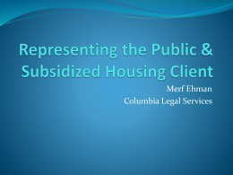Representing the Public & Subsidized Housing Client