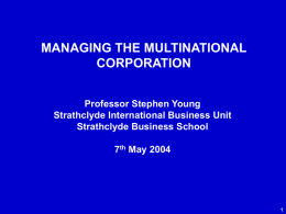 MBA PROGRAMME 1999/2000 INTERNATIONAL BUSINESS