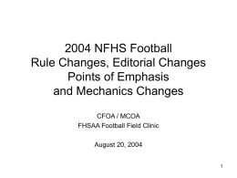 NFHS 2004 Football Rule Changes