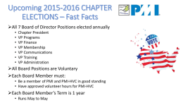 Huron Valley PMI Chapter 2014 – 2015 Current Slate of