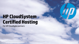 HP CloudSystem Certified Hosting Customer Deck