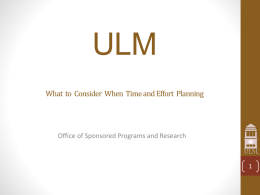ULM What to Consider When Effort Planning
