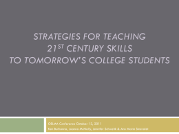 Strategies for Teaching 21st Century Skills to Tomorrow’s