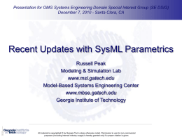 Recent Updates with SysML Parametrics