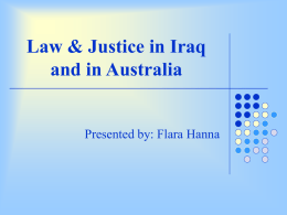 Law & Justice in Iraq and in Australia