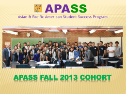 APASS FALL 2012 NEW STUDENT ORIENTATION