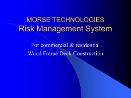 MORSE TECHNOLOGIES Risk Management System