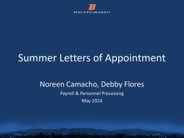 Summer Letters of Appointment