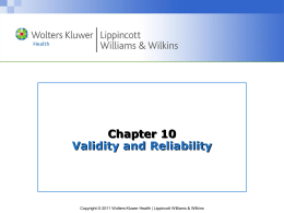 Chapter10: Validity and Reliability of Measurement