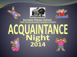 Burnside Primary School Acquaintance Night