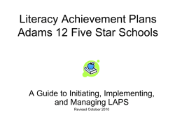 Literacy Achievement Plans Adams 12 Five Star Schools