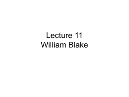 Lecture 11 William Blake