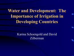 Water and Development: The Importance of Irrigation in
